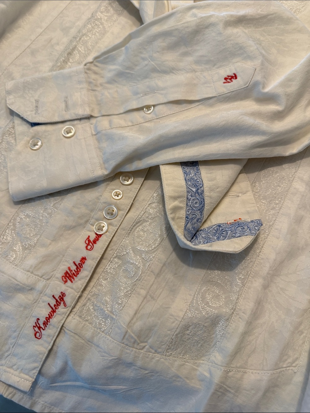 Robert Graham Cream Embroidered Panel Dress Shirt - Picture 3 of 3